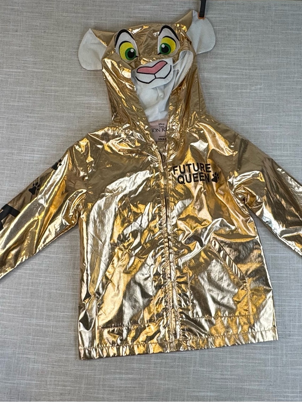 Girls Nala Lion King Future Queen Gold Metallic Hooded Kids Jacket Rose Gold